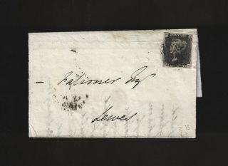Great Britain " Penny Black " On 1841 Folded Letter Sheet - Sides Appear Cut Off