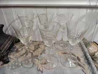 Set Of 6 Vintage Crystal Wine Glasses,  7 Inch So Pretty
