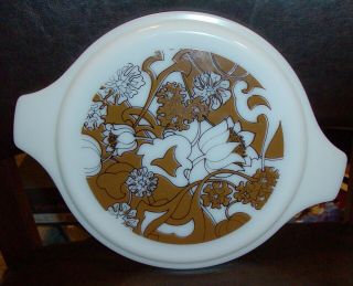 Vintage Pyrex Brown & Milk Glass Nouveau Floral Pattern 25 - C 11 Lid Only