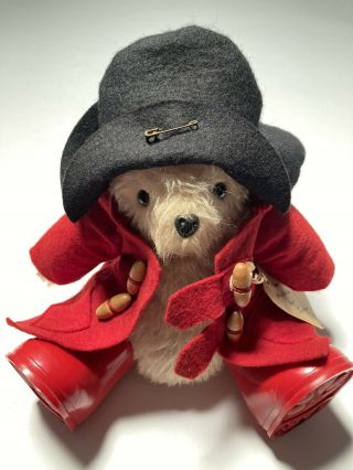 Rare Vintage Paddington Teddy Bear Sitting Red Coat Black Hat Gabriella 1980