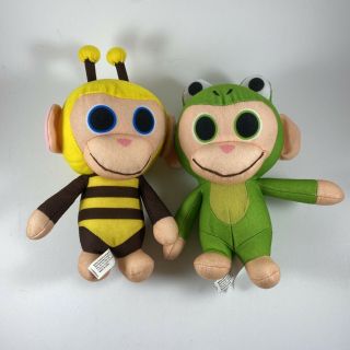 Set Of 2 Wonder Park Plush Bee Monkey,  Frog Toy Doll Figure Chimpanzee 9”