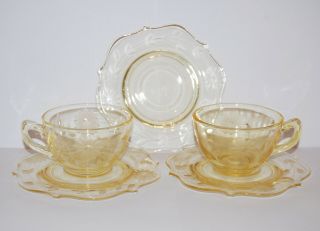 Lancaster Cup & Saucer Jubilee Yellow Topaz Etched Floral Set Of 2