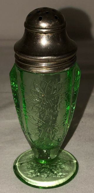 Jeannette Floral/poinsettia Green 4 " Footed Shaker Single