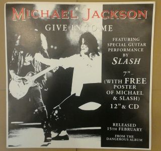 Michael Jackson - Give In To Me - 1993 Pre Release 7 " 12 " Cd Poster