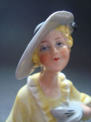 C - 40 Antique German Porcelain Large Hat Half Doll Pincushion
