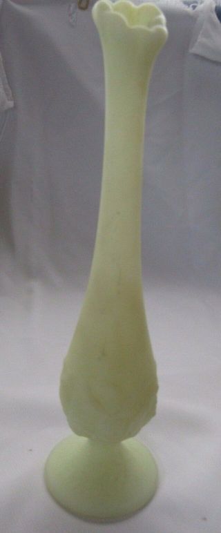 Fenton Custard Glass Water Lily 10 " Tall Bud Vase Glows