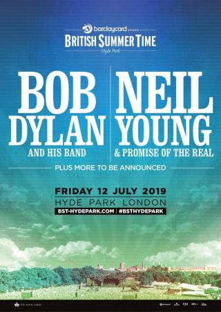 Bob Dylan/neil Young 2019 London U.  K.  Concert Tour Poster - 2 Classic Rock Legends