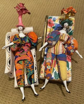 Rigodon French Handmade Dolls Two Friends With Lounge Chairs