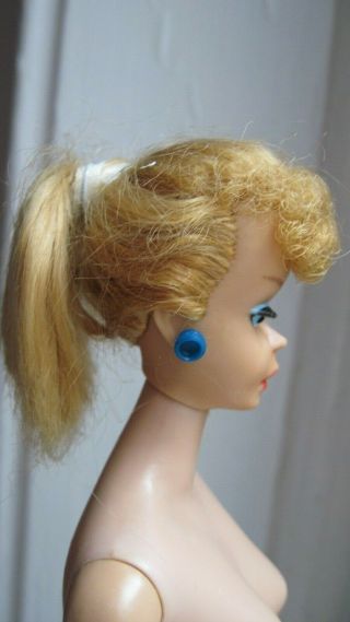 Vintage 1961 Blonde Ponytail 5 Barbie Model 850 MCMLVIII No Green Ear 3