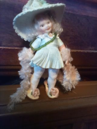 Porcelain Child Doll,  1:12,  Doll House Miniature,  Artisan Made By Pat Melvin.