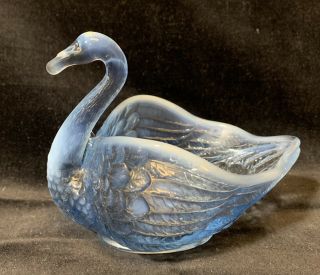 Fenton Light Blue Milk Glass Swan Candy Dish Trinket Bowl