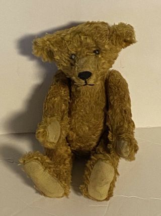 Vintage 9 " Humpback Mohair Teddy Bear,  Fully Jointed W/ Movable Head