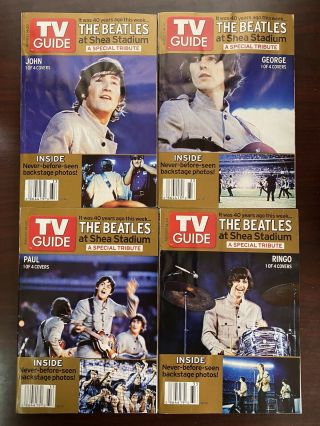 The Beatles Shea Stadium Tv Guide 4 Cover Set Aug 14 - 20 John George Paul Ringo
