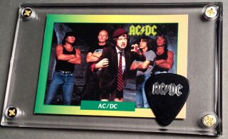 Ac/dc Trading Card / Silver On Black 2009 Malcolm Black Ice Tour Pick Display