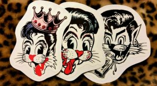 Stray Cats 3 Sticker Set Brian Setzer Rockabilly Elvis Cartoons 1950 