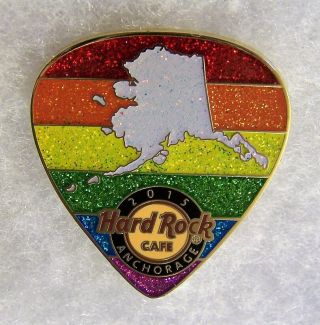 Hard Rock Cafe Anchorage Rainbow Color Guitar Pick Pride Pin 84650