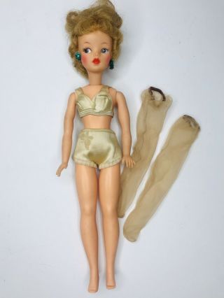 Vintage Ideal Toy Corp Tammy Doll In Bra Panties Stockings Lingerie Earrings
