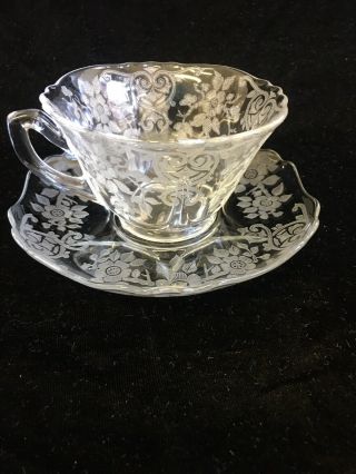 Cambridge Glass Company Apple Blossom Cup And Saucer 3400