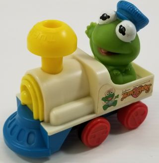 N) Vintage 1985 Muppet Babies Kermit The Frog Turn And Go Toy Train Jim Henson