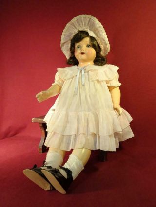 Antique Vintage 1920s Effanbee 24 " Composition Rosemary Doll Tin Eyes Open Mouth