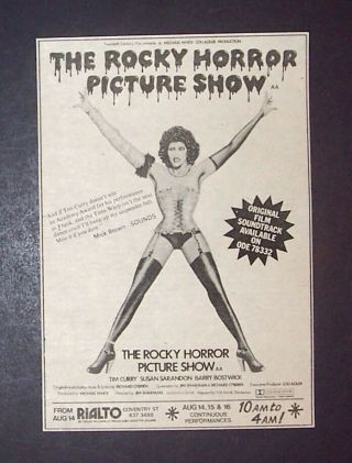 The Rocky Horror Picture Show London World Premiere 1975 Mini Poster Type Ad