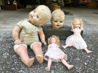Antique Creepy Haunted Dolls 1920’s - 50’s Oddity Obscure Doll Halloween
