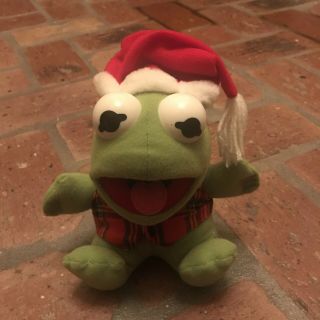 Vintage 1987 Kermit The Frog W/ Santa Hat 7 Inch Plush Toy