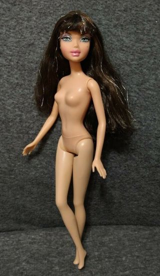 Barbie My Scene Icy Bling Delancey Doll Brunette Sparkling Hair Nude Played With
