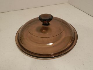 Pyrex Visionware Replacement Round Lid ONLY Brown/AMBER Glass 6 