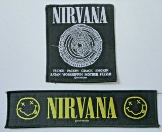 Nirvana,  Kurt Cobain,  2 Sew On Patches,  Smiley,  Vestibule Circles Of Hell,