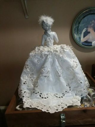 Vtg.  Porcelain Half - doll Boudoir Marie Antoinette Bride doll. 2
