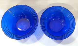 2 Bormioli Rocco Forum Saphir Cobalt Blue Glass Fruit/dessert Bowls France Vtg