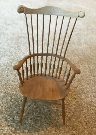 Dollhouse Miniature William Clinger Unfinished Comb Back Windsor Arm Chair 1:12