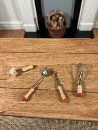 Dollhouse Miniatures Artisan Hammer N Smith Set Of 4 Kitchen Utensils
