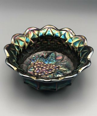 Fenton Amethyst Carnival Glass Grape Bowl—iridescent Candy Dish