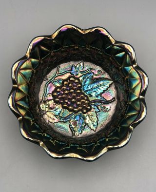 Fenton Amethyst Carnival Glass Grape Bowl—Iridescent Candy Dish 2