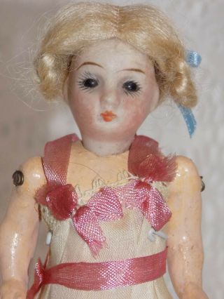 Tiny Antique German Doll House Doll Clothes Closed Mouth