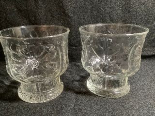 2 Vintage Libbey Clear Juice Glass 5oz.  Country Garden Pattern