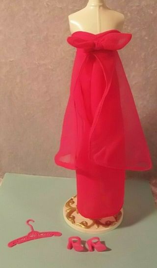 Vintage Barbie Doll Dress & Shoes Best Buy Outfit 9962 Hot Pink Long Gown Htf