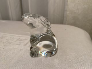 Vintage Baccarat France Clear Crystal Glass Bunny Rabbit Paperweight Figurine
