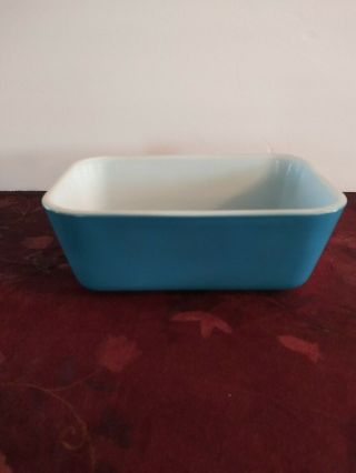 Vintage Pyrex Blue Rectangle Small Baking Refrigerator Dish 502 - B No Lid
