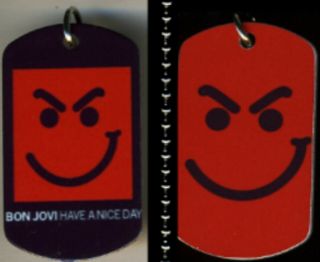 Bon Jovi Smirk Smirky Guy Rock N Roll Color Logo Aluminum Dog Tag Necklace