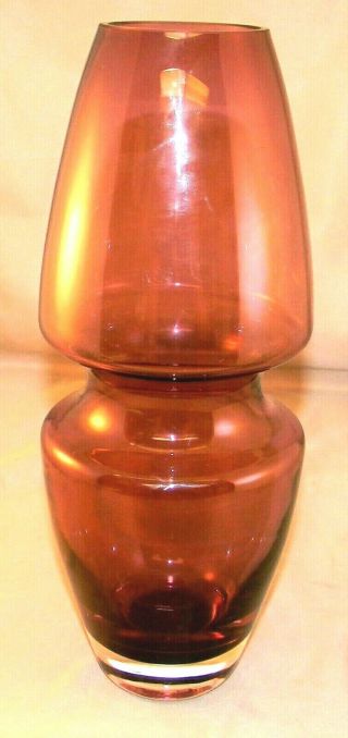 Mid - Century Marc Aurel Signed Wasp - Waist Amethyst Glass Vase 10 1/2 "