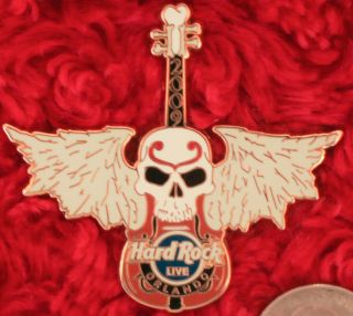 Hard Rock Cafe Pin Orlando Live Skull Winged Violin Upright Bass Guitar Skeleton