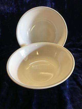 Vintage Corelle Cream Blue Ring 2 Serving Bowls