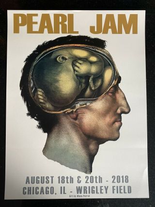 Pearl Jam Poster Wrigley Field Chicago 2018 Se Moon Patrol