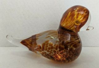 Vintage Mid Century Sweden Ifp Hand Blown Glass Duck Bird Figurine