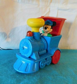 Vintage Disney Mickey Mouse Train Engine Caboose Light And Sound Toy
