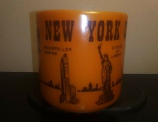 Vintage Orange York City Coffee Mug Cup Federal Glass