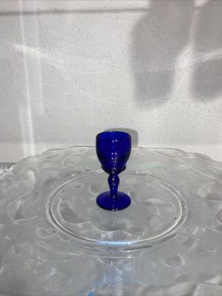 Martinsville Moondrops Cobalt Blue 3 " Cordial Footed 3/4 Oz.  Glass